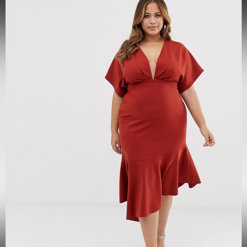 Red body con mermaid ASOS dress